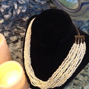 White Multi strand seed necklace